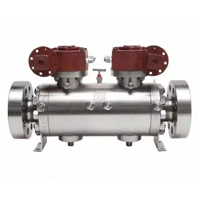 Fixed double cut double discharge ball valve