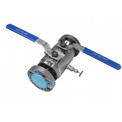 Floating ball type double cut double discharge ball valve